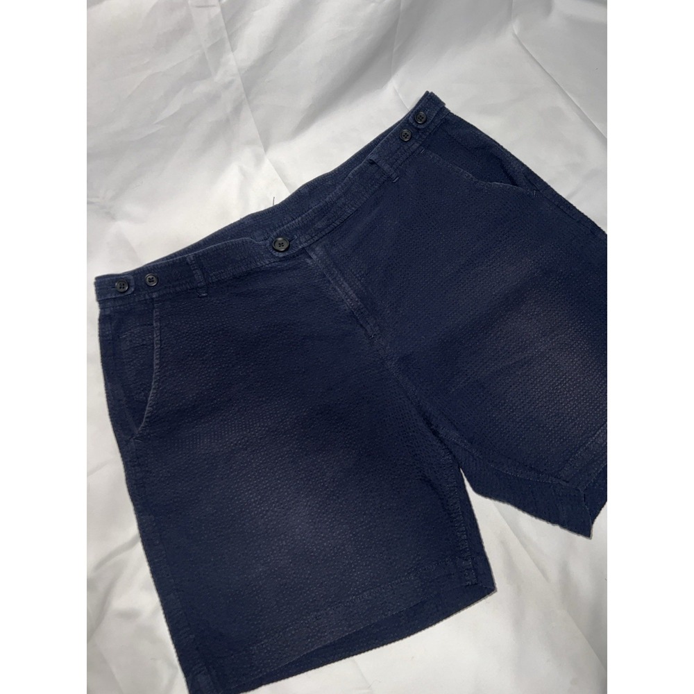 Corridor NYC navy seersucker shorts 100% cotton - 36 (18"-19" with side tabs)